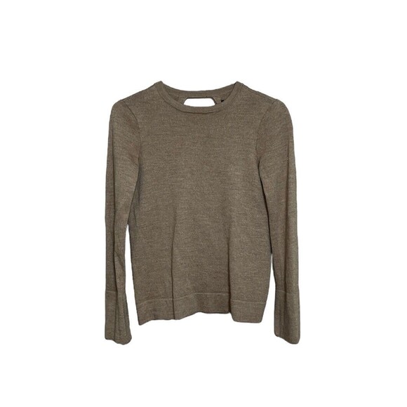 BCBG MaxAzria “Turner” Sweater 100% Merino Tan Wool Open Back Long Sleeves S - Picture 1 of 6